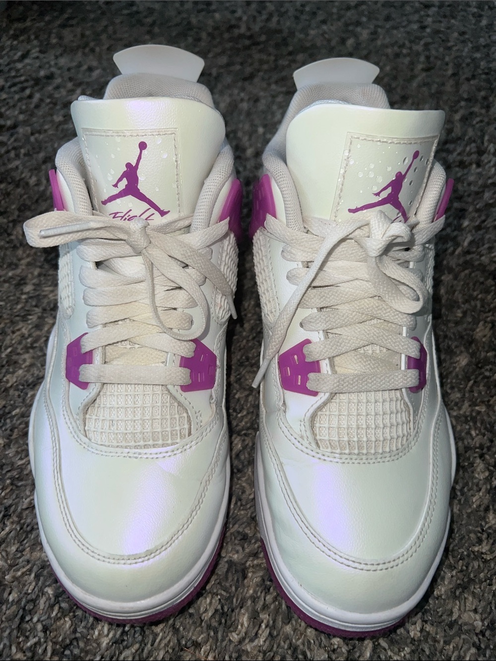 Jordan White and Purple Retro Basketball Sneakers